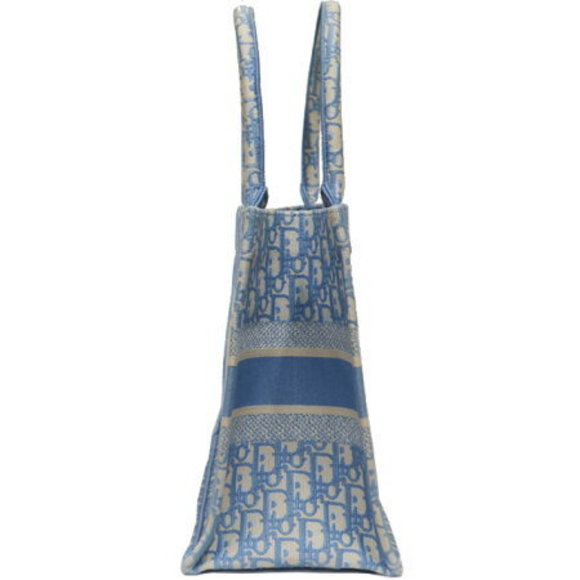 Christian Dior Book Tote Medium Canvas Ivory White Blue - Picture 2 of 4